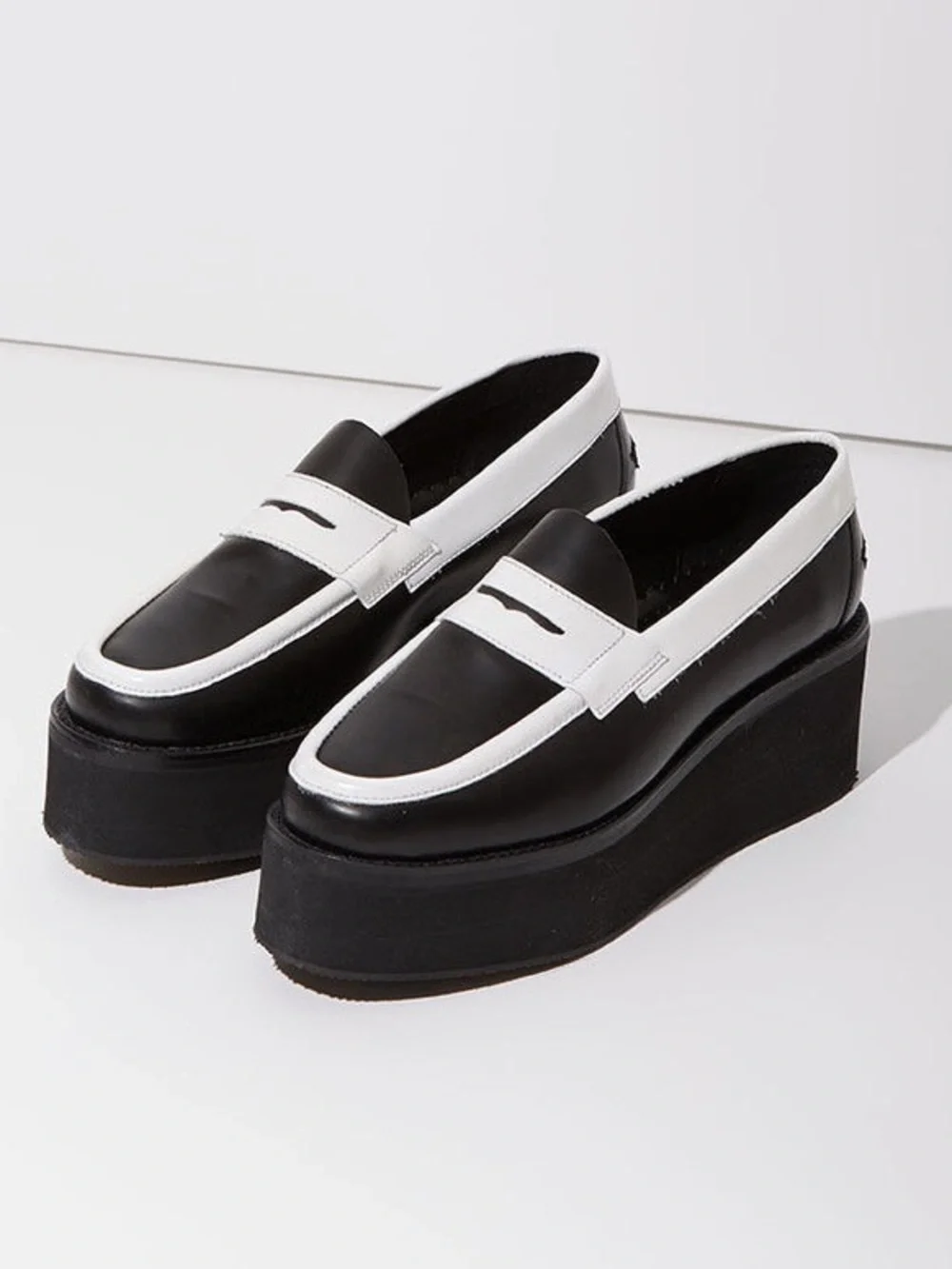 J.W. Anderson $325 Black & White Womens Platform Penny Loafer 7 GUC